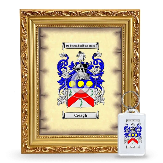 Creagh Framed Coat of Arms and Keychain - Gold