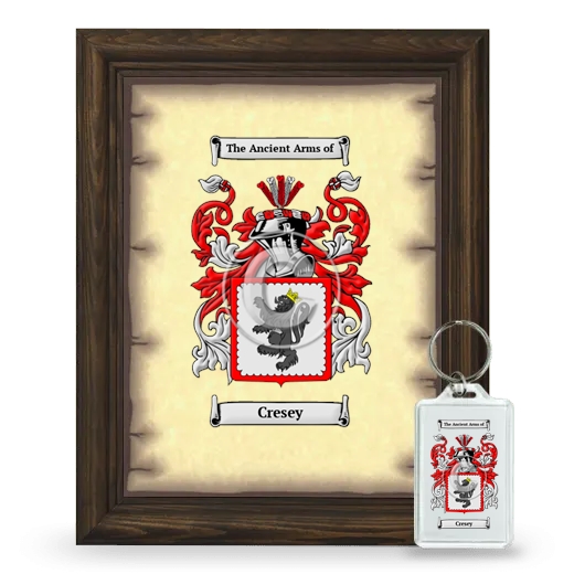 Cresey Framed Coat of Arms and Keychain - Brown