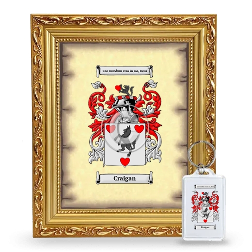 Craigan Framed Coat of Arms and Keychain - Gold