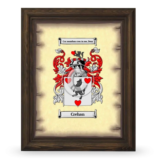 Crehan Coat of Arms Framed - Brown