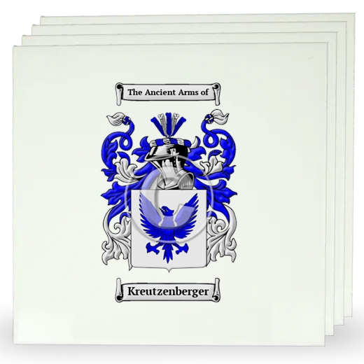 Kreutzenberger Set of Four Large Tiles with Coat of Arms