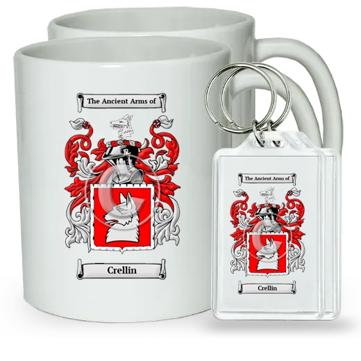Crellin Pair of Coffee Mugs and Pair of Keychains