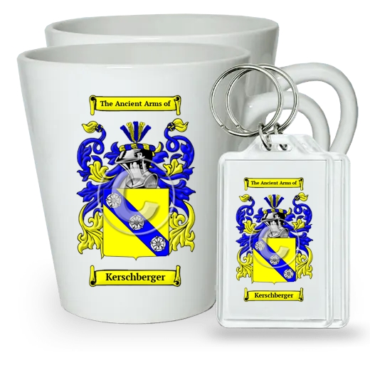Kerschberger Pair of Latte Mugs and Pair of Keychains