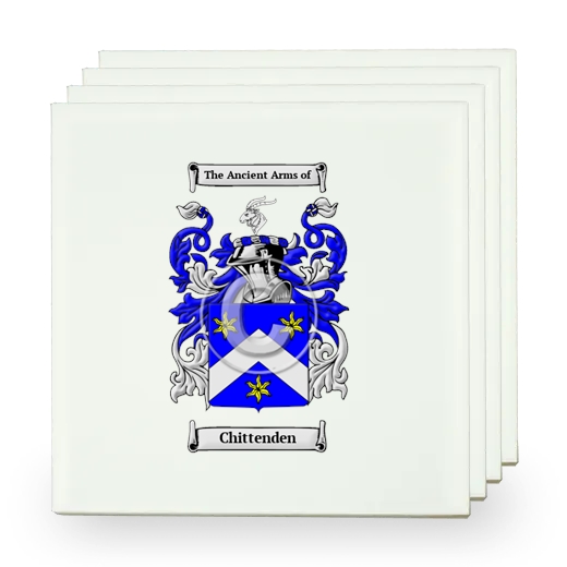 Chittenden Set of Four Small Tiles with Coat of Arms