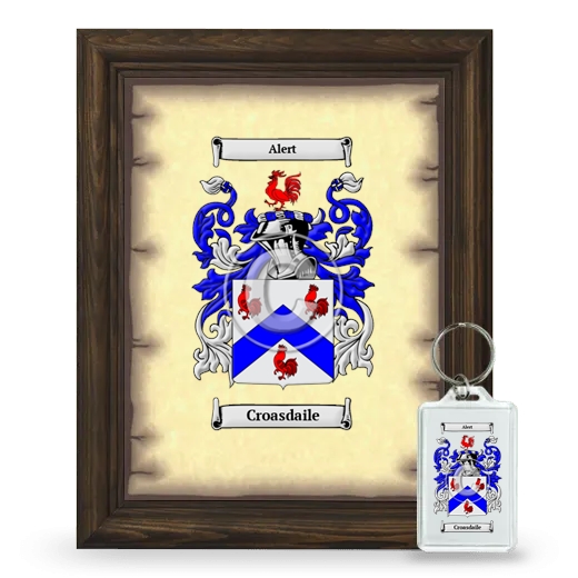 Croasdaile Framed Coat of Arms and Keychain - Brown