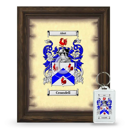 Croasdell Framed Coat of Arms and Keychain - Brown