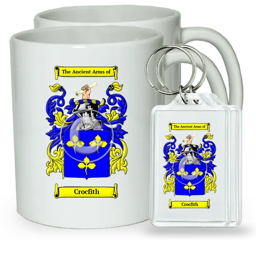 Crocfith Pair of Coffee Mugs and Pair of Keychains