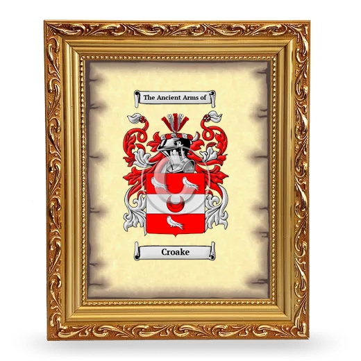 Croake Coat of Arms Framed - Gold