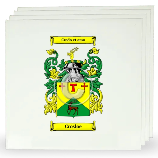 Crosloe Set of Four Large Tiles with Coat of Arms