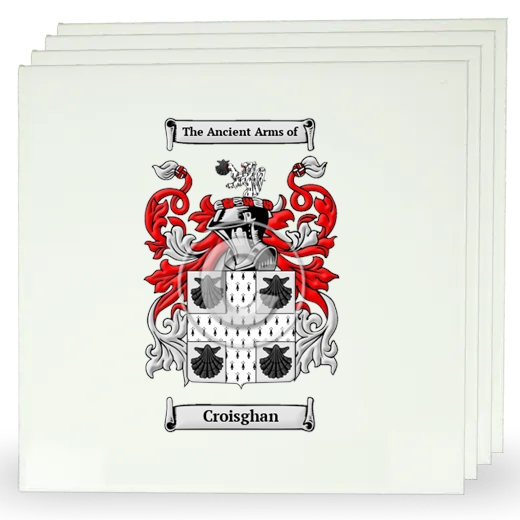 Croisghan Set of Four Large Tiles with Coat of Arms