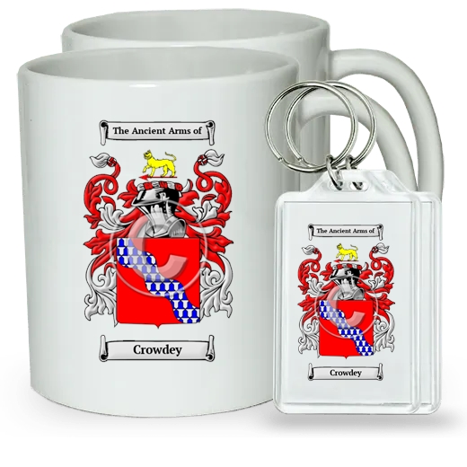 Crowdey Pair of Coffee Mugs and Pair of Keychains