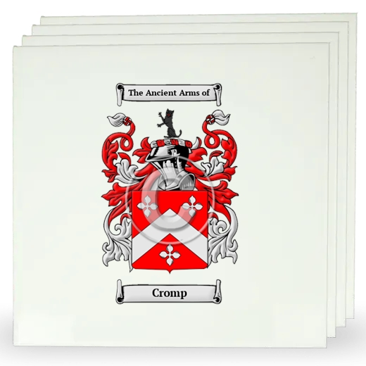 Cromp Set of Four Large Tiles with Coat of Arms