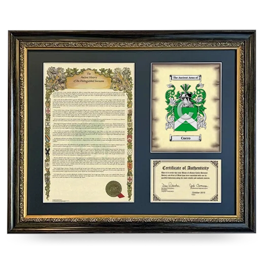 Cucco Framed Surname History and Coat of Arms- Heirloom