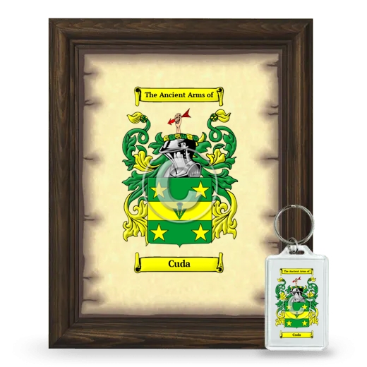 Cuda Framed Coat of Arms and Keychain - Brown