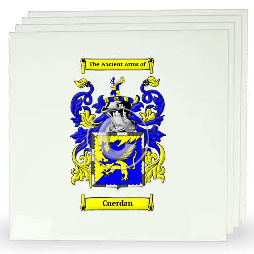 Cuerdan Set of Four Large Tiles with Coat of Arms