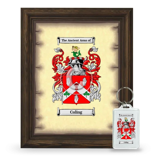Culing Framed Coat of Arms and Keychain - Brown