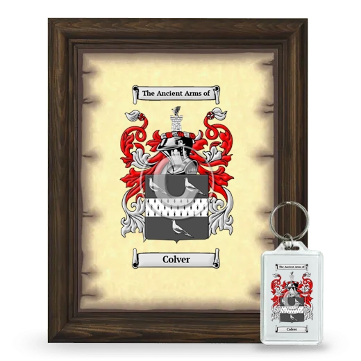 Colver Framed Coat of Arms and Keychain - Brown