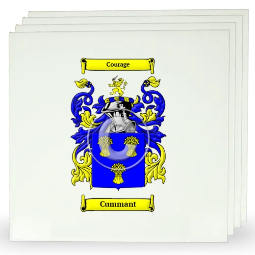 Cummant Set of Four Large Tiles with Coat of Arms