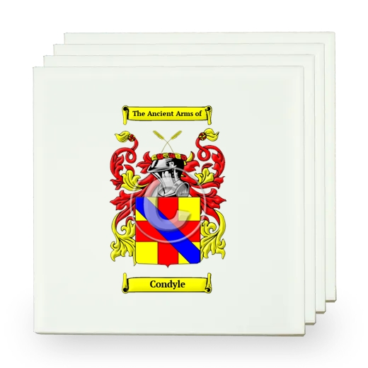 Condyle Set of Four Small Tiles with Coat of Arms