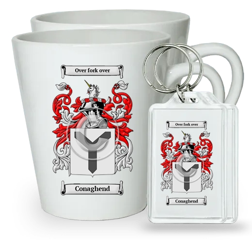 Conaghend Pair of Latte Mugs and Pair of Keychains