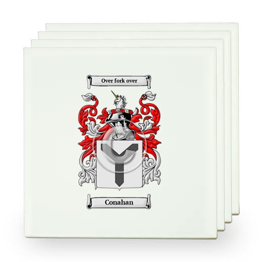 Conahan Set of Four Small Tiles with Coat of Arms