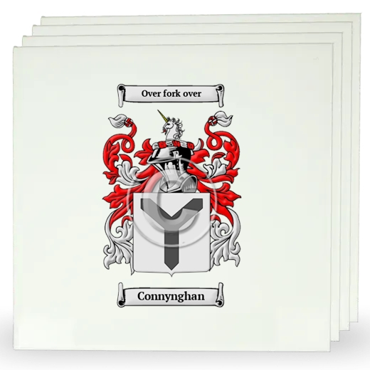 Connynghan Set of Four Large Tiles with Coat of Arms