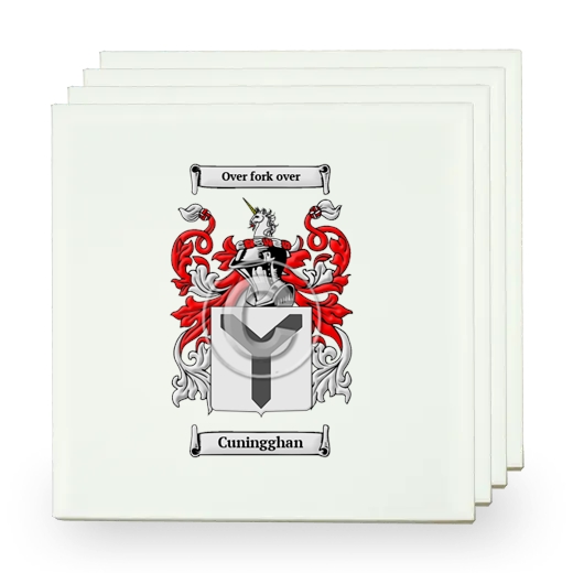 Cuningghan Set of Four Small Tiles with Coat of Arms