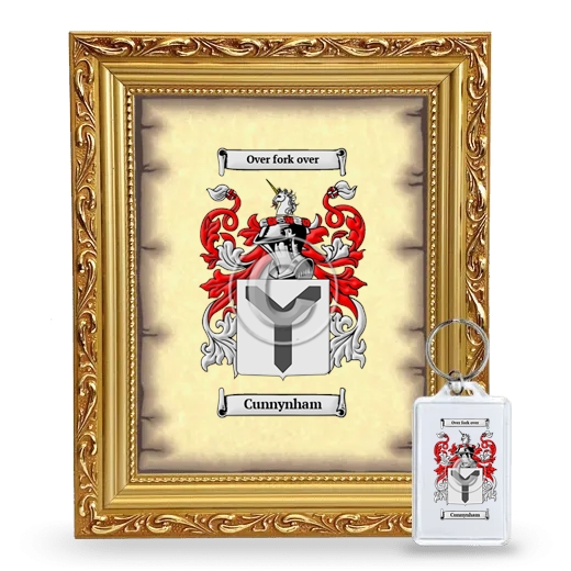 Cunnynham Framed Coat of Arms and Keychain - Gold