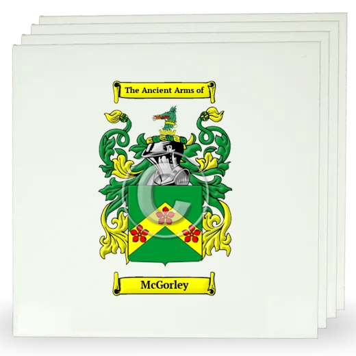 McGorley Set of Four Large Tiles with Coat of Arms