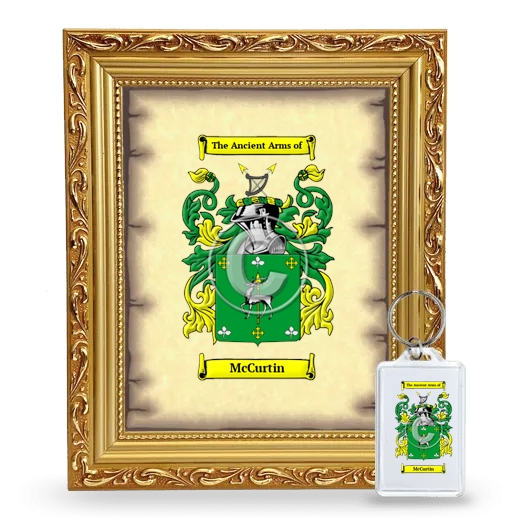 McCurtin Framed Coat of Arms and Keychain - Gold