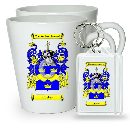 Curtes Pair of Latte Mugs and Pair of Keychains