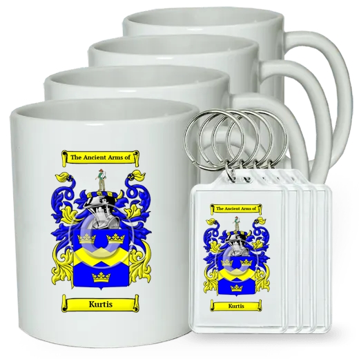 Kurtis Set of 4 Coffee Mugs and Keychains