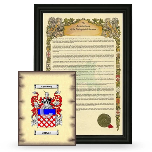 Curwan Framed History and Coat of Arms Print - Black