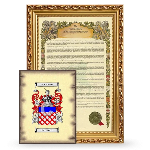 Kermeen Framed History and Coat of Arms Print - Gold