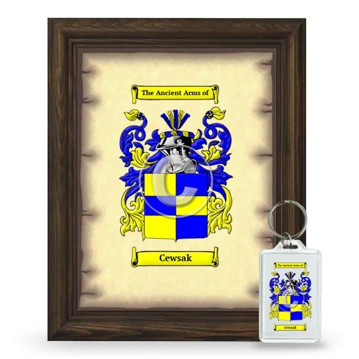 Cewsak Framed Coat of Arms and Keychain - Brown