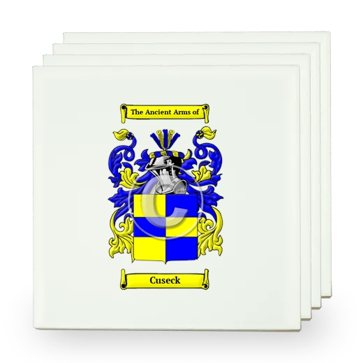 Cuseck Set of Four Small Tiles with Coat of Arms