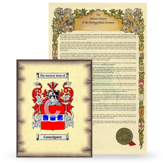 Coussigney Coat of Arms and Surname History Package