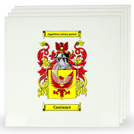 Custance Set of Four Large Tiles with Coat of Arms