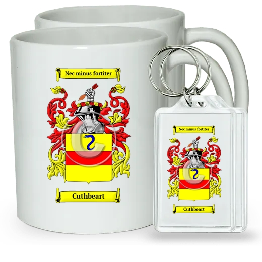 Cuthbeart Pair of Coffee Mugs and Pair of Keychains