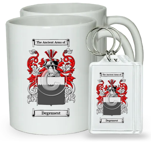 Degensest Pair of Coffee Mugs and Pair of Keychains