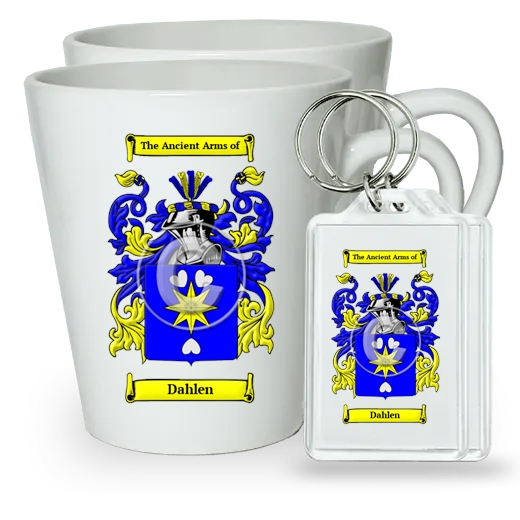 Dahlen Pair of Latte Mugs and Pair of Keychains