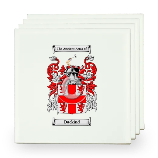 Dackind Set of Four Small Tiles with Coat of Arms