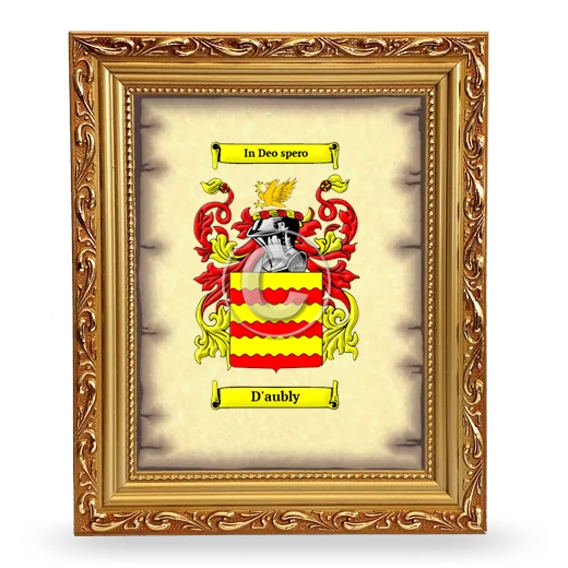 D'aubly Coat of Arms Framed - Gold