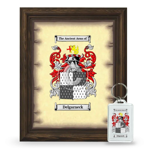 Delgarneck Framed Coat of Arms and Keychain - Brown