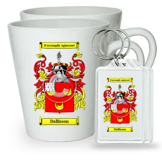 Dallisson Pair of Latte Mugs and Pair of Keychains