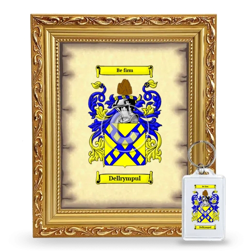 Dellrympul Framed Coat of Arms and Keychain - Gold