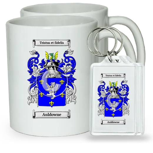 Auldowne Pair of Coffee Mugs and Pair of Keychains