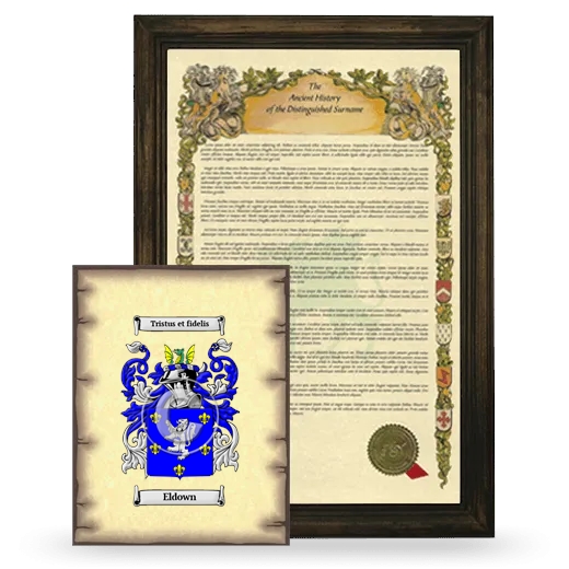 Eldown Framed History and Coat of Arms Print - Brown