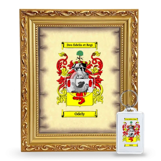 Odely Framed Coat of Arms and Keychain - Gold