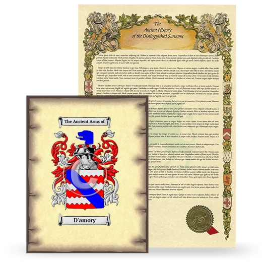 D'amory Coat of Arms and Surname History Package